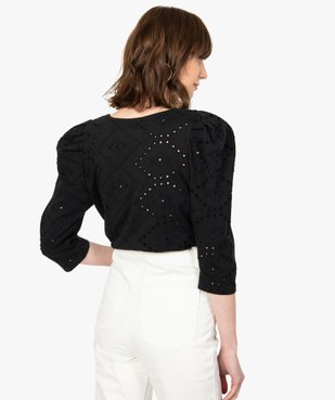 Tee-shirt femme en broderie anglaise avec manches bouffantes vue3 - GEMO(FEMME PAP) - GEMO