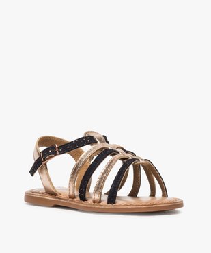 Sandales filles avec brides en cuir multicolores vue2 - GEMO (ENFANT) - GEMO