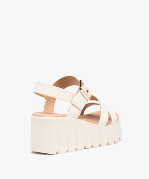 Sandales femme compensées à larges brides unies vue4 - GEMO(URBAIN) - GEMO