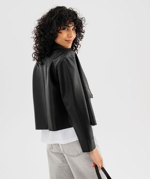 Veste courte en cuir imitation avec poches à rabat femme vue3 - GEMO(FEMME PAP) - GEMO