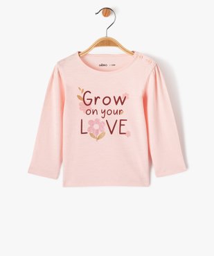 Tee-shirt à manches longues avec motif pailleté bébé fille vue1 - GEMO(BEBE DEBT) - GEMO