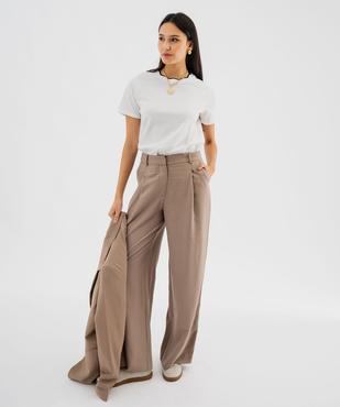 Tee-shirt manches courtes à col fantaisie femme vue4 - GEMO(FEMME PAP) - GEMO
