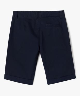 Bermuda en toile avec revers cousus garçon vue3 - GEMO (JUNIOR) - GEMO