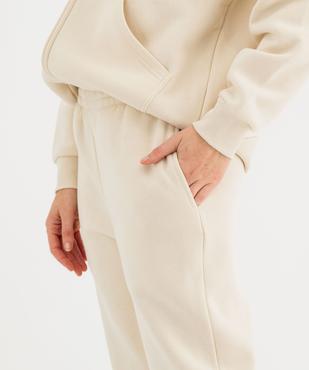 Pantalon de jogging en molleton uni à taille élastiquée femme vue2 - GEMO 4G FEMME - GEMO