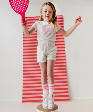 Short en toile de coton imprimée avec taille paperbag fille vue10 - GEMO (ENFANT) - GEMO