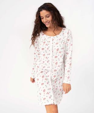 Chemise de nuit femme à manches longues boutonnée sur l’avant vue2 - GEMO(HOMWR FEM) - GEMO