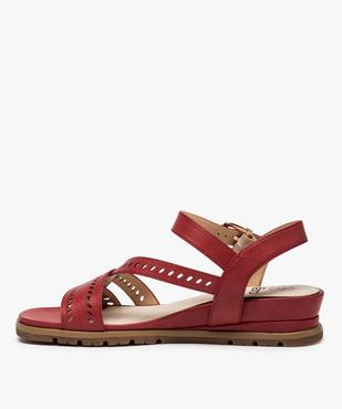 Sandales femme à petit talon compensé et brides ajourées vue3 - GEMO (CASUAL) - GEMO