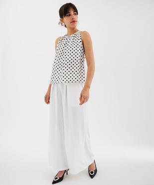 Pantalon large et fluide à taille élastiquée et liens à nouer femme vue4 - GEMO 4G FEMME - GEMO