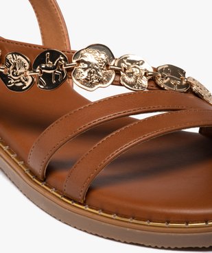 Sandales femme à talon plat avec bijoux métallisés vue6 - GEMO (CASUAL) - GEMO