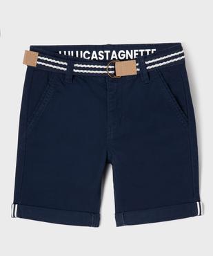 Bermuda en coton stretch avec ceinture garçon - LuluCastagnette vue1 - LULUCASTAGNETTE - GEMO