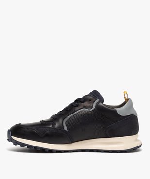 Baskets homme casual dessus cuir uni - Tanéo vue3 - TANEO - GEMO