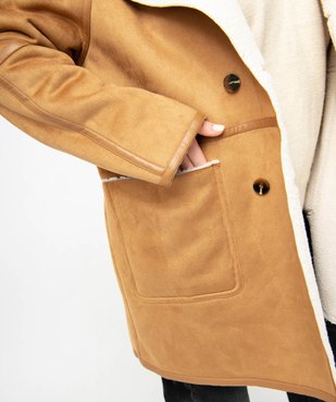 Manteau en suédine doublé sherpa femme grande taille vue2 - GEMO (G TAILLE) - GEMO
