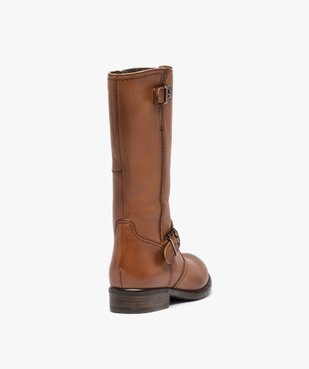 Bottes fille cavalières unies dessus cuir - Tanéo vue4 - TANEO - GEMO