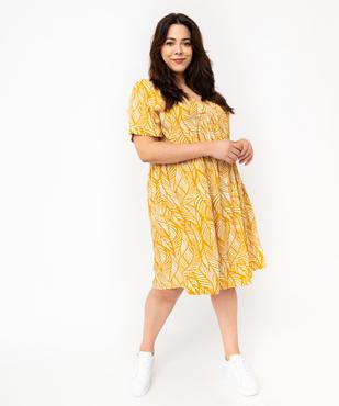 Robe imprimée à manches courtes et col V femme grande taille vue2 - GEMO 4G GT - GEMO
