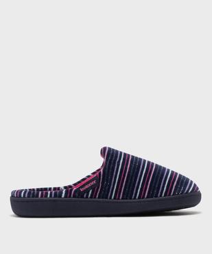 Chaussons mules à rayures et paillettes femme - Isotoner vue1 - ISOTONER - GEMO
