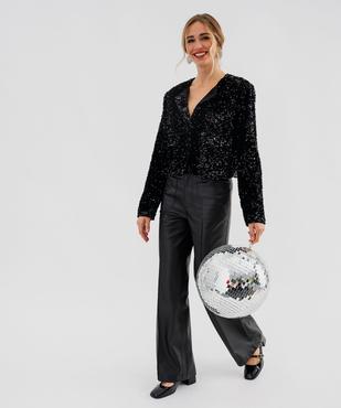 Veste courte en velours à sequins femme vue4 - GEMO(FEMME PAP) - GEMO