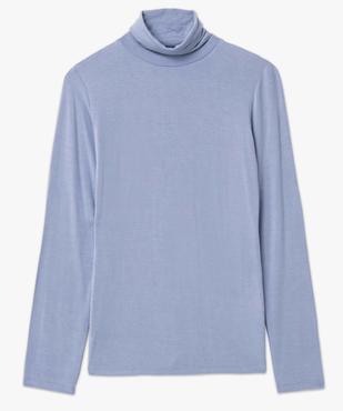 Tee-shirt femme uni avec col roulé et manches longues vue4 - GEMO 4G FEMME - GEMO