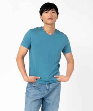 Tee-shirt à manches courtes et col V homme vue1 - GEMO 4G HOMME - GEMO