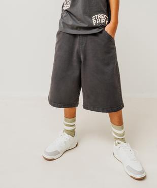 Bermuda skater en coton extensible au coloris unique garçon vue5 - GEMO (JUNIOR) - GEMO