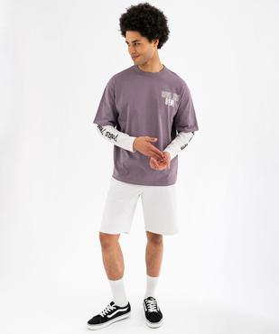 Tee-shirt manches longues effet 2 en 1 homme vue4 - GEMO (HOMME) - GEMO