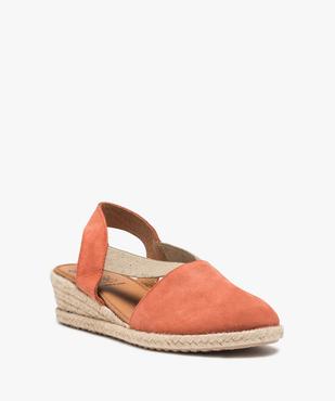 Sandales femme à talon compensé et dessus cuir vue2 - GEMO (CASUAL) - GEMO
