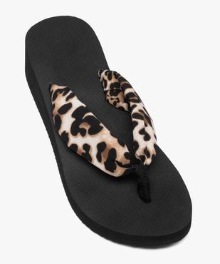 Tongs à talon compensé et bride textile femme vue5 - GEMO (PLAGE) - GEMO