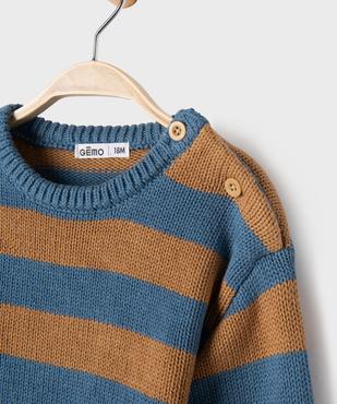 Pull en grosse maille à larges rayures bébé garçon vue2 - GEMO 4G BEBE - GEMO