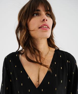 Blouse fluide à col V et motifs pailletés femme vue2 - GEMO(FEMME PAP) - GEMO