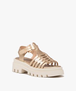 Sandales femme à talon dessus métallisé avec semelle crantée vue3 - GEMO (CASUAL) - GEMO