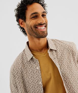 Chemise à manches courtes à micro motif feuillage homme vue2 - GEMO (HOMME) - GEMO