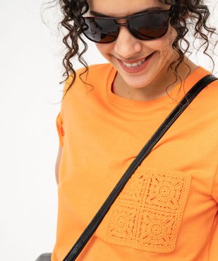 Tee-shirt manches courtes en modal à poche crochetée femme vue2 - GEMO 4G FEMME - GEMO