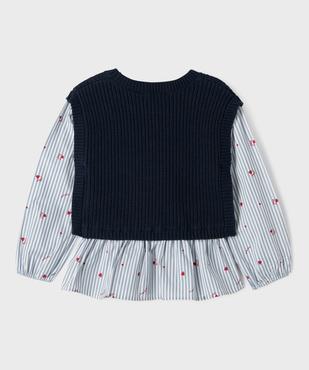 Pull avec manches et volants en coton effet 2 en 1 fille vue6 - GEMO (ENFANT) - GEMO