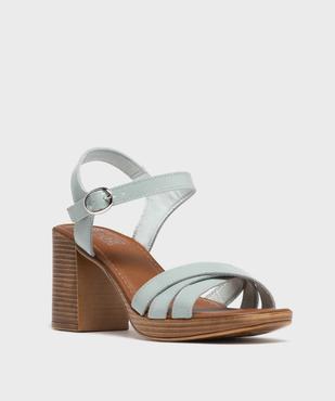 Sandales à talon haut en cuir verni avec brides croisées femme - Tanéo vue2 - TANEO - GEMO