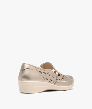 Mocassins femme confort unis métallisés et ajourés à semelle compensée vue10 - G'FLEX - GEMO