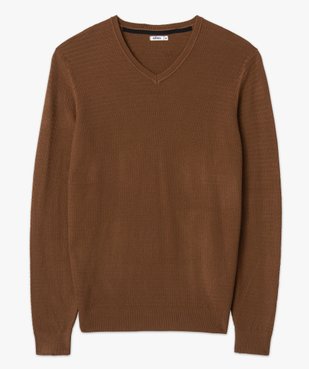 Pull homme à col V en maille fantaisie vue4 - GEMO (HOMME) - GEMO