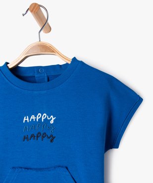 Tee-shirt à manches courtes avec inscription bouclette bébé garçon vue2 - GEMO(BEBE DEBT) - GEMO