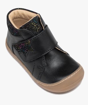 Chaussures premiers pas bébé fille en cuir uni avec col et languette à paillettes - NA! vue5 - NA! - GEMO