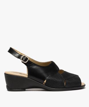 Sandales femme confort compensées dessus cuir uni vue1 - GEMO (CONFORT) - GEMO