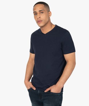 Tee-shirt homme à manches courtes et col V vue1 - GEMO 4G HOMME - GEMO