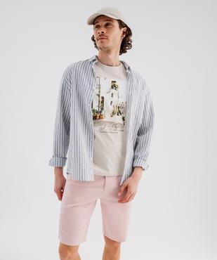 Bermuda chino coupe regular en coton stretch homme vue5 - GEMO 4G HOMME - GEMO