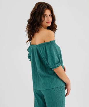 Tee-shirt manches courtes bouffantes à grand décolleté volanté femme vue3 - GEMO(FEMME PAP) - GEMO