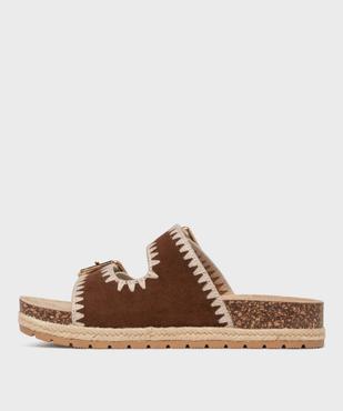 Mules à semelle plateforme et larges brides brodées femme - 5 Miles vue1 - 5 MILES - GEMO