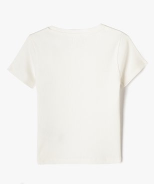 Tee-shirt à manches courtes en maille côtelée fille vue3 - GEMO (ENFANT) - GEMO