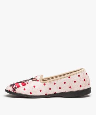 Chaussons femme en velours ras imprimés bouledogue vue3 - GEMO 4G FEMME - GEMO