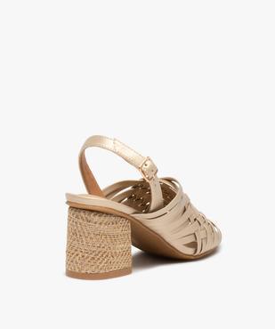 Sandales femme à talon carré et dessus tressé vue4 - GEMO(URBAIN) - GEMO