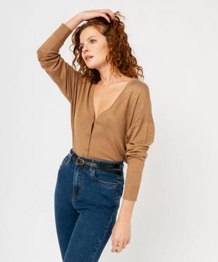 Gilet à col V en maille fine femme vue1 - GEMO 4G FEMME - GEMO