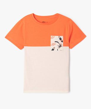 Tee-shirt bicolore à poche garçon vue1 - GEMO (ENFANT) - GEMO