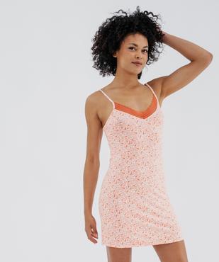 Nuisette en viscose avec col V dentelle et fines bretelles femme vue1 - GEMO 4G FEMME - GEMO