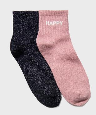 Socquettes pailletées à message femme (lot de 2) vue1 - GEMO(HOMWR FEM) - GEMO