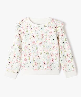 Sweat à motifs fleuris avec volants sur les épaules fille vue1 - GEMO 4G FILLE - GEMO
